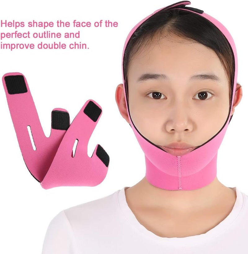 woobles Reusable V Line Face Lift Belt, Facial Double Chin Lifting Belt, V Shaped Face Lifting Belt, Slimming Bandages for Anti Aging Anti Wrinkle Firming Skin(Rose Red) - Image 3